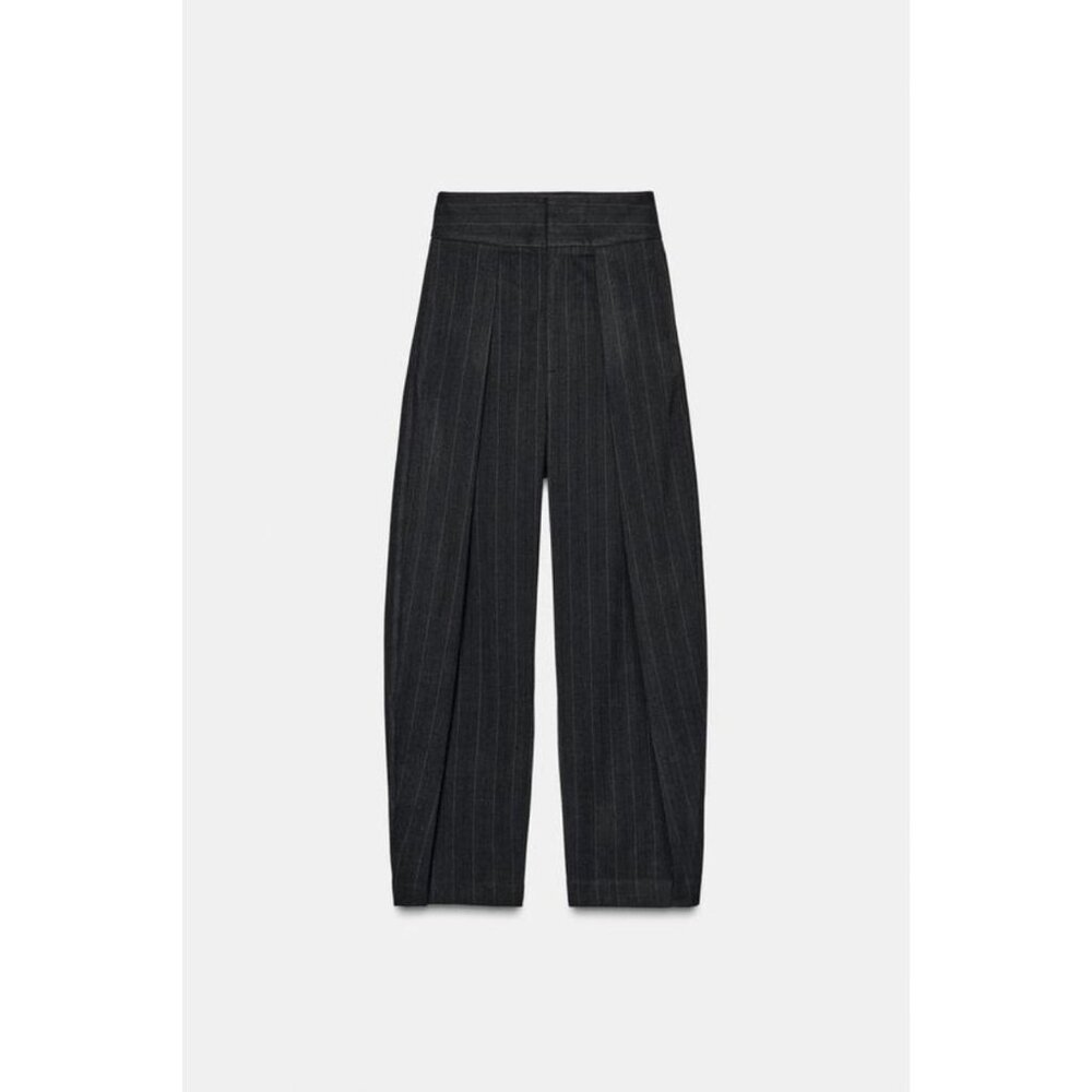 ZARA BALLOON STRIPED PLEATED TROUSERS - Picture 5 of 7